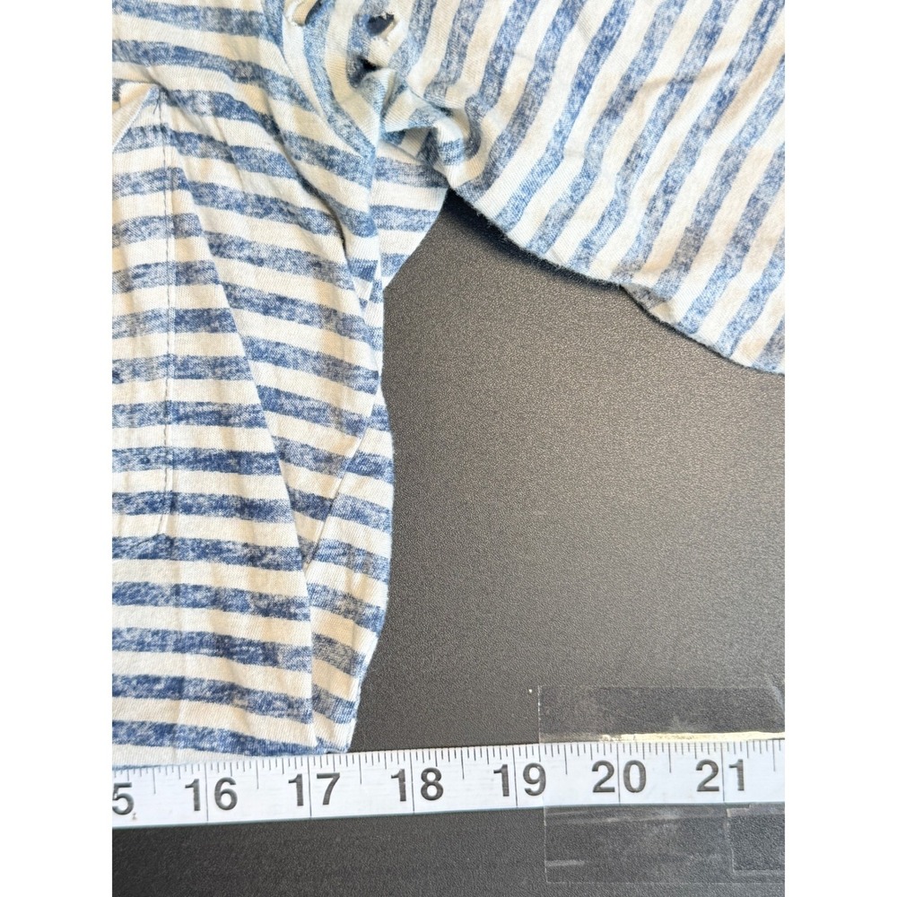 FP We the Free People Distressed Striped Tee Blue Womens M Nautical Fisherman - Picture 3 of 9